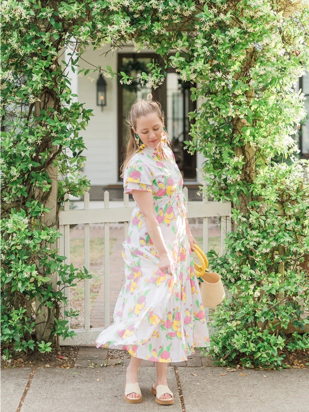 Victoria Dunn Magnolia Flutter Sleeved Dress in Pink Lemonade - Large